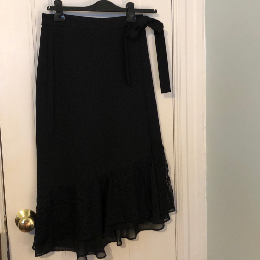 Zara Black Midi Skirt with Lace Detail